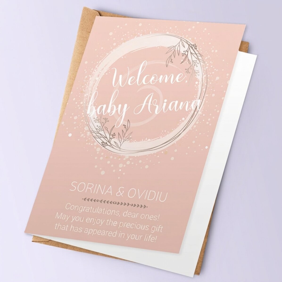 Personalised greeting card with text - Welcome, baby!
