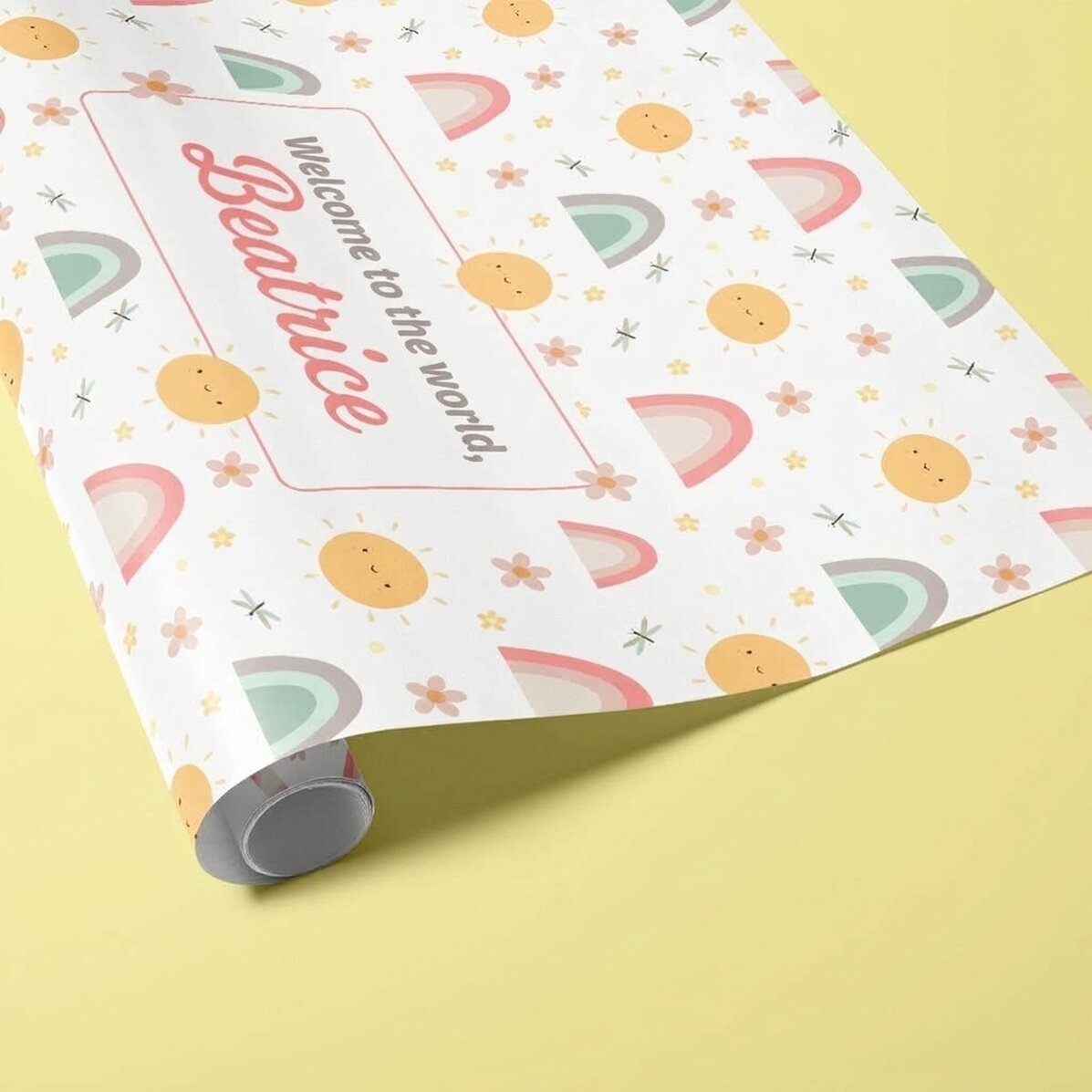 Personalised gift wrapping paper with text - Baby girl