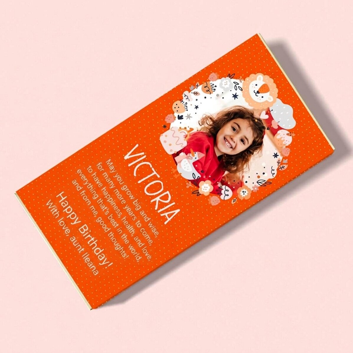 Personalised chocolate with text for children - Cute animals
