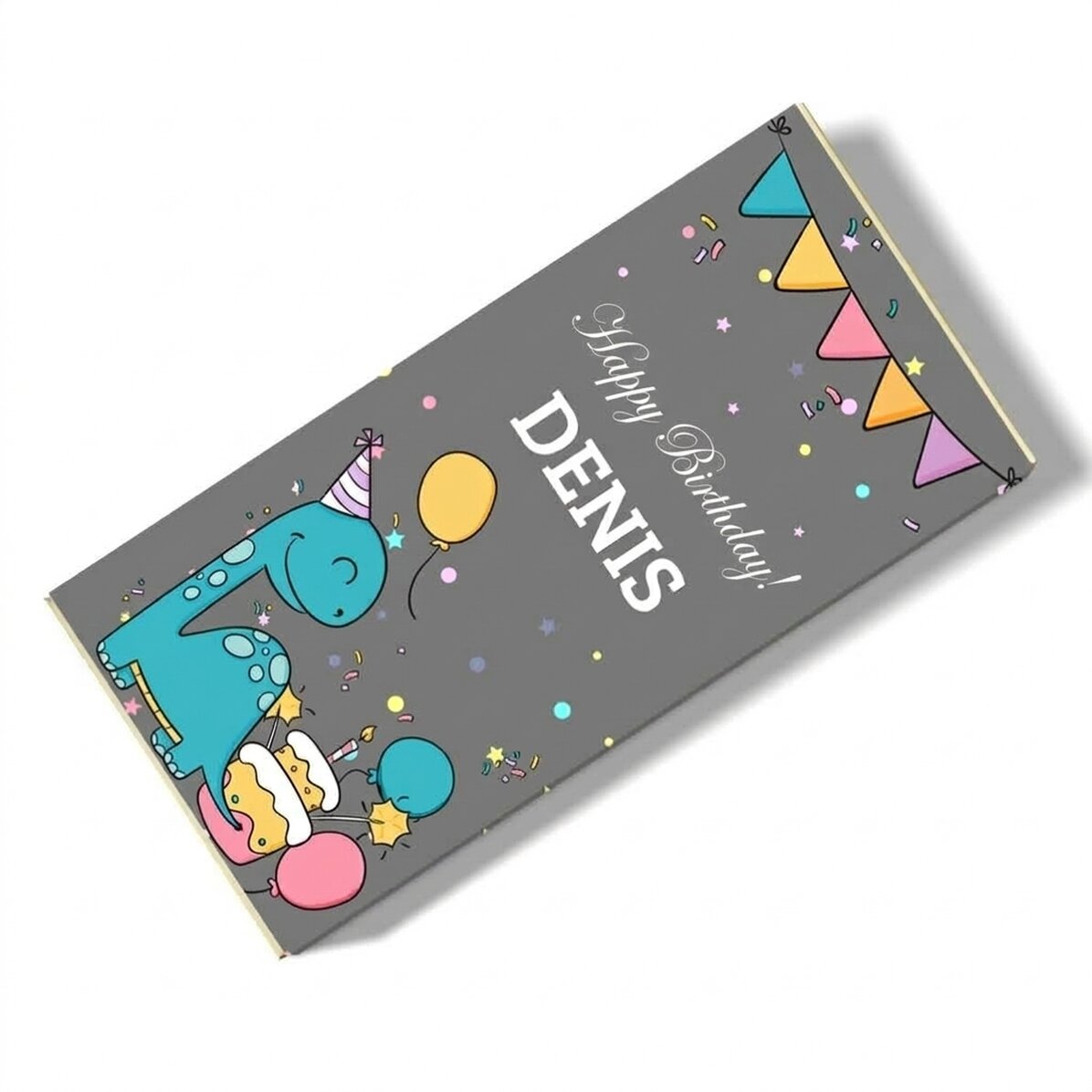 Personalised chocolate with text for children - Happy Dino