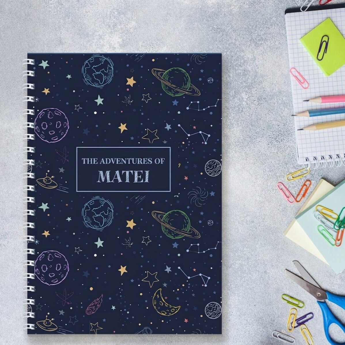 Personalised notebook with text for children - Space