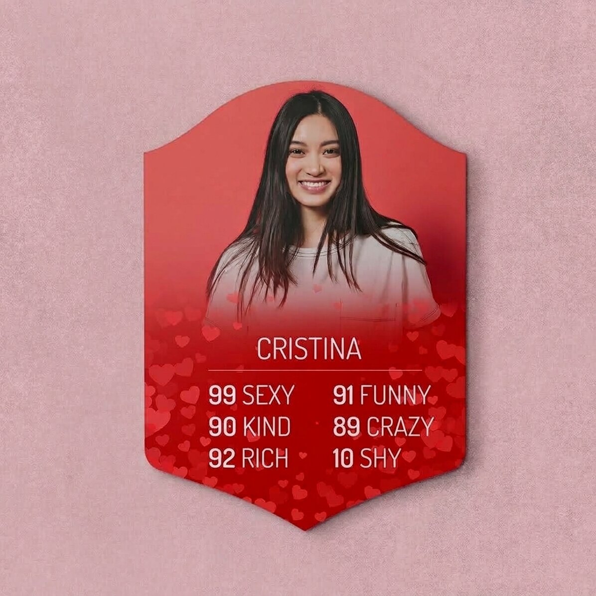 Personalised FIFA card with a photo and statistics