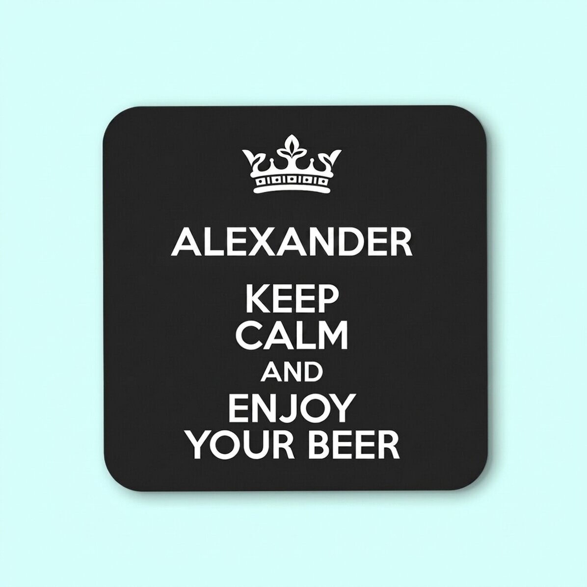 Personalised glass holder with text - Keep Calm Black