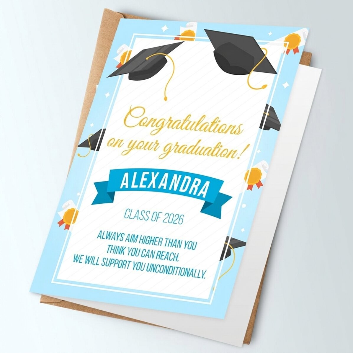 Personalised greeting card with text - Graduation