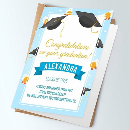 Personalised greeting card with text - Graduation
