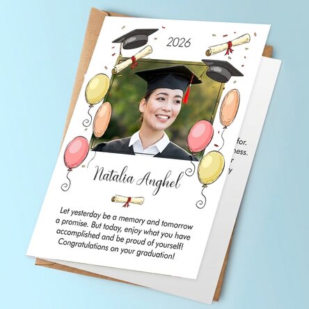 Personalised card with a photo and text - Graduation