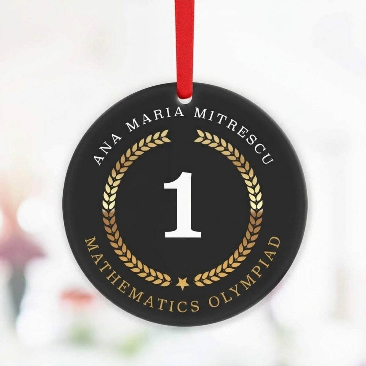 Personalised round ornament with text - Medal