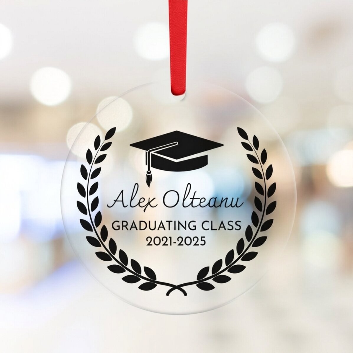 Personalised round ornament with text - Graduation