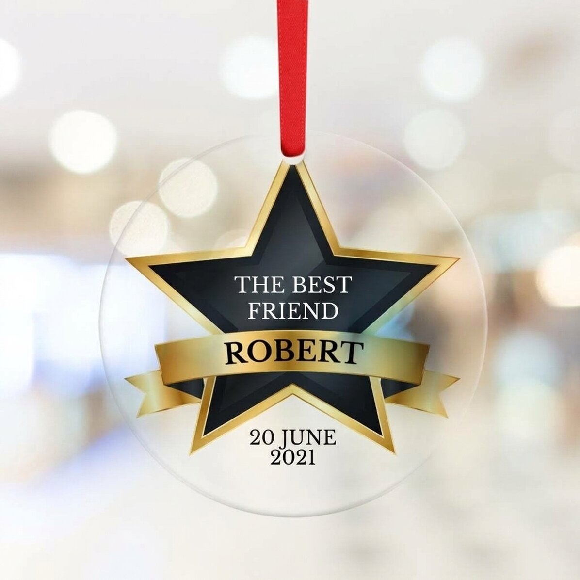 Personalised round ornament with text - The best