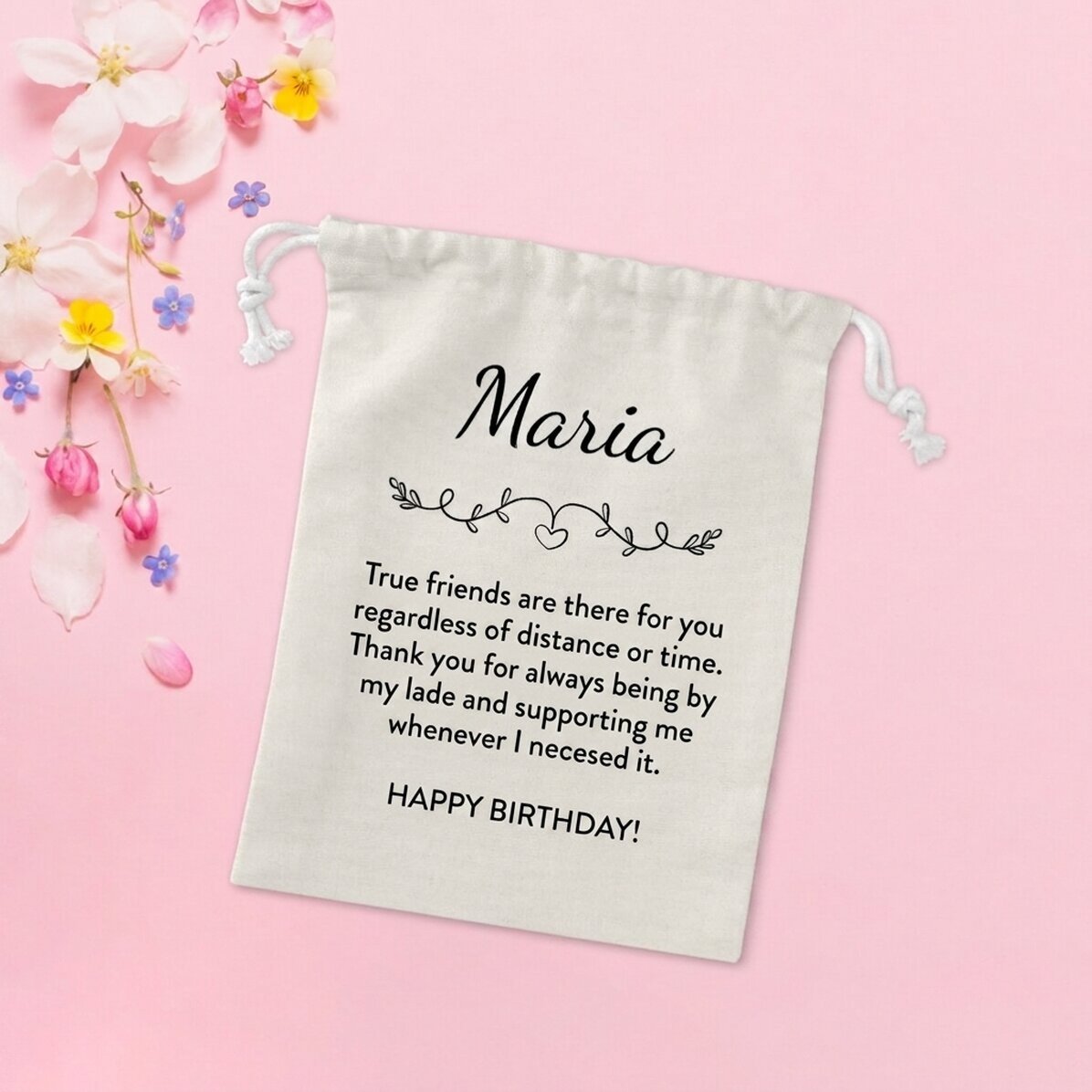 Small gift bag personalised with message