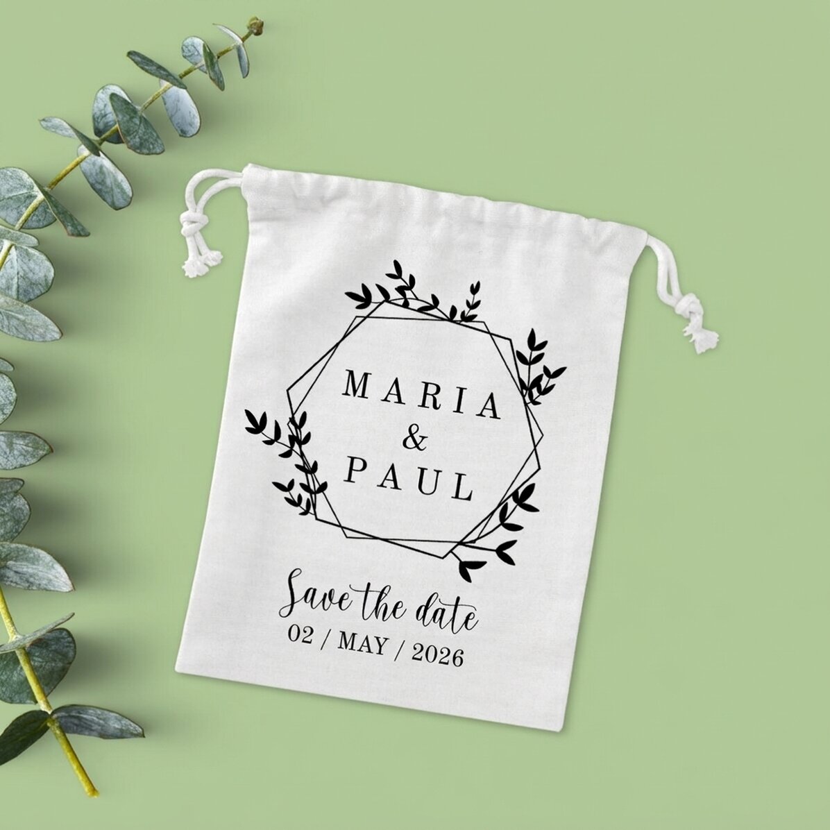 Small gift bag personalised with text - Save the date
