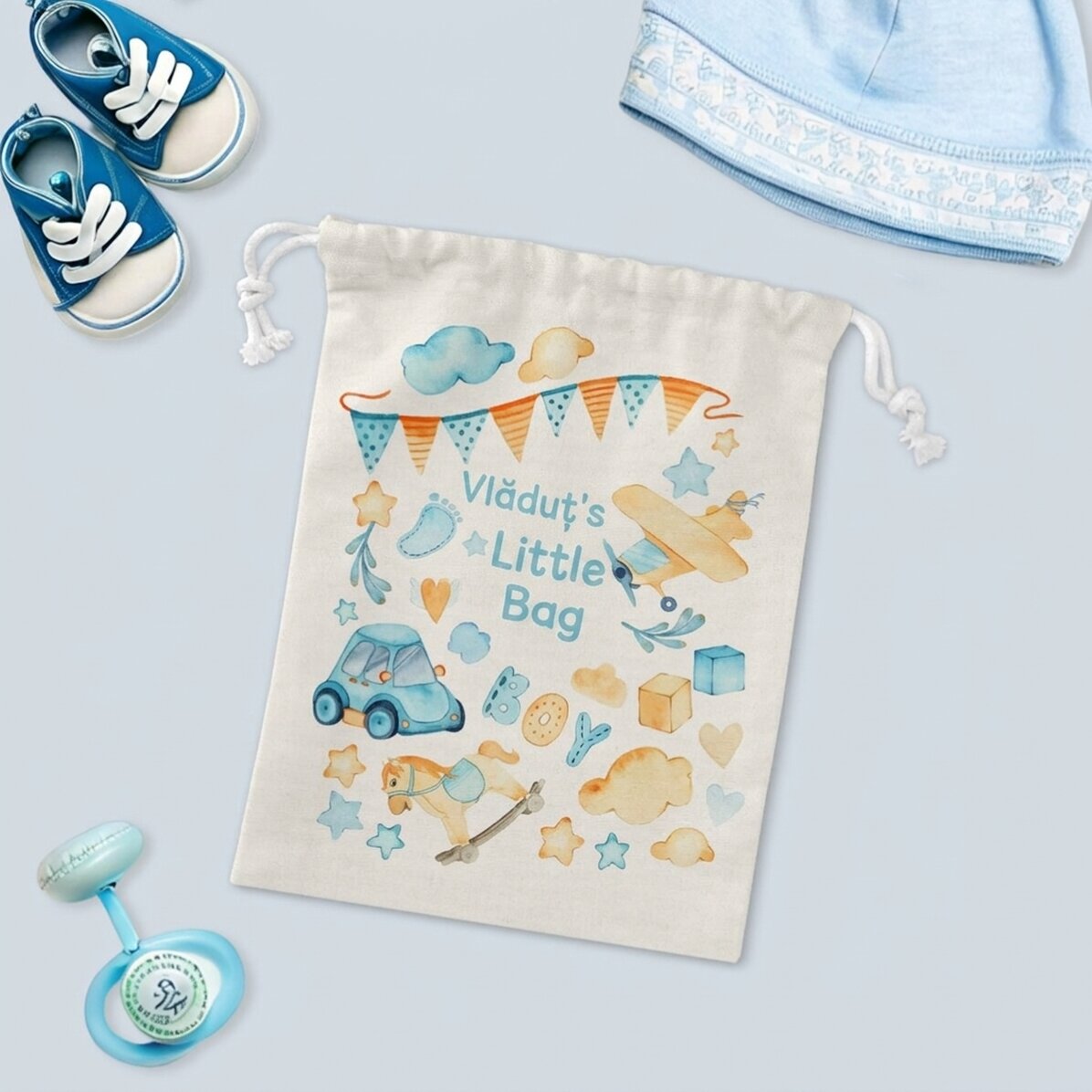 Small gift bag personalised with text - Watercolour