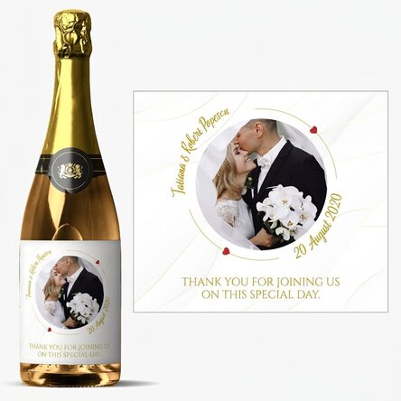 Personalised sparkling wine with text and photo - Our Wedding