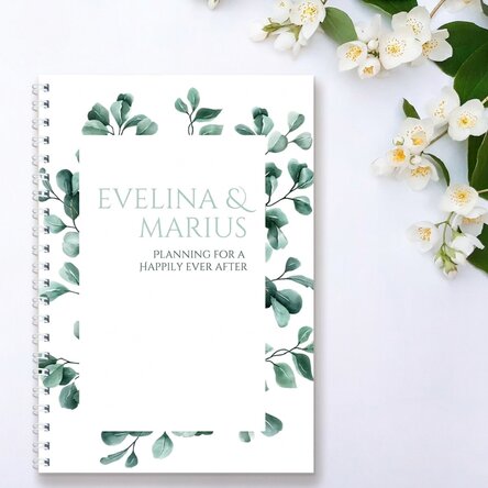 Personalised notebook with text - Happily ever after (white)
