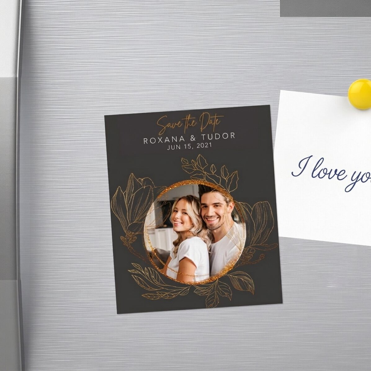 10x12 cm magnet personalised with a photo and text - Save the date