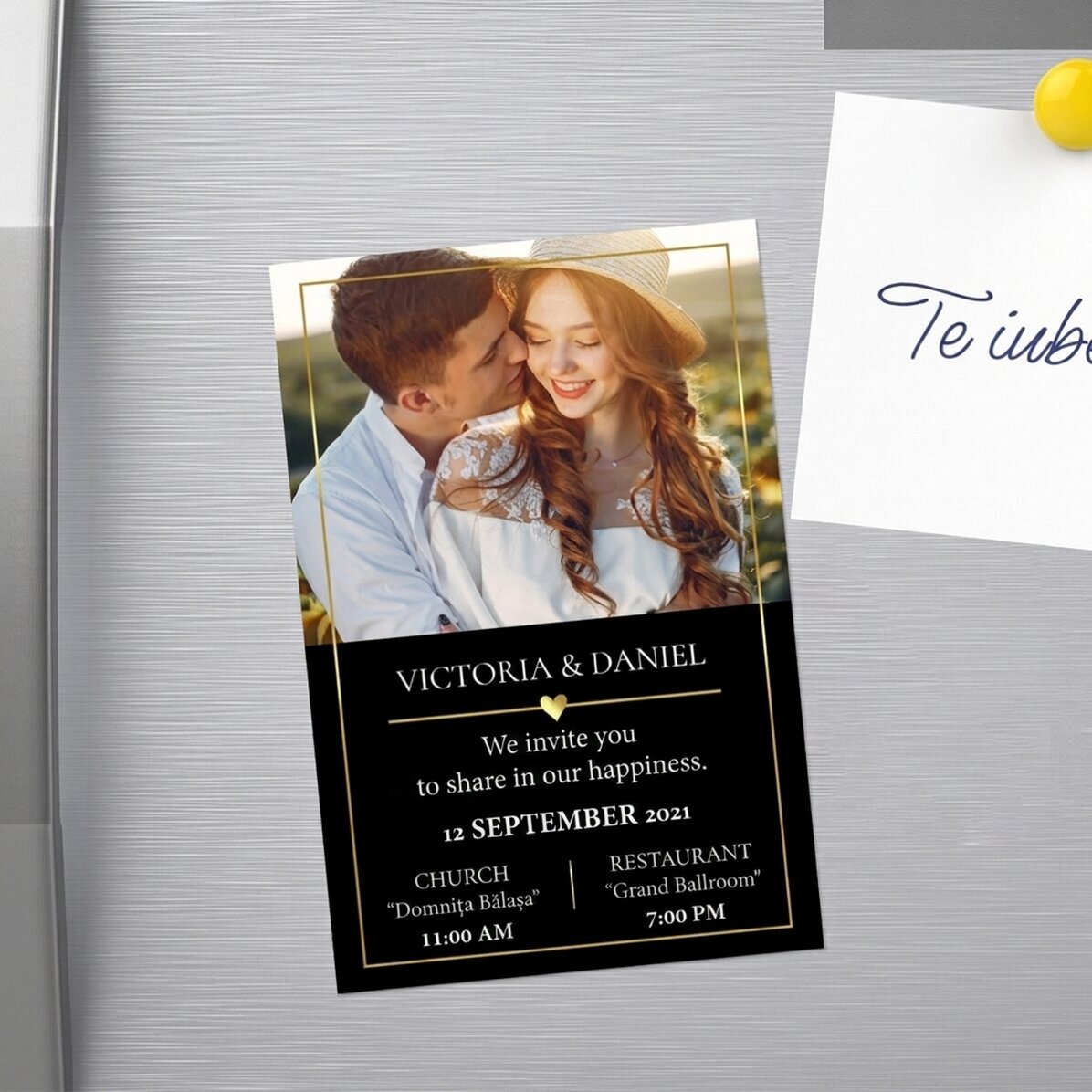 10x15 cm magnet personalised with a photo and text - Invitation