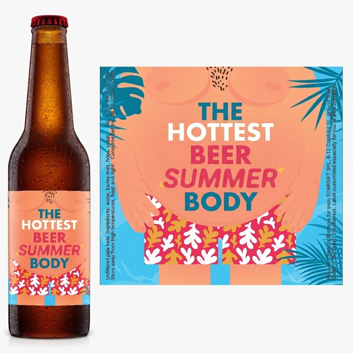 Personalised beer with text - Hot body