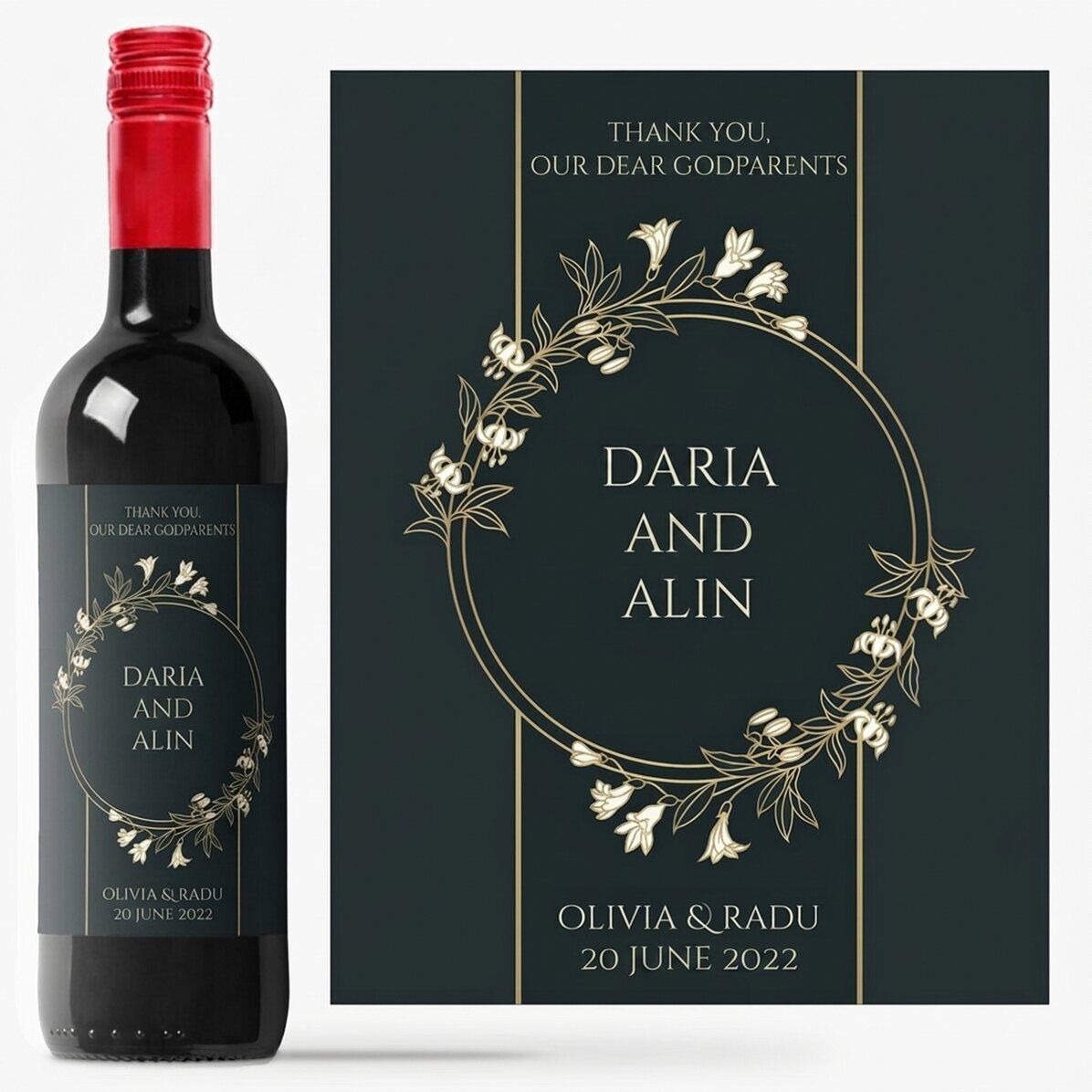 Personalised wine with message - For godparents