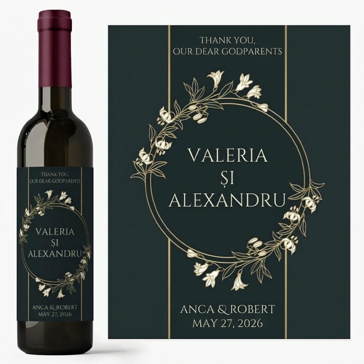 Personalised wine with message - For godparents