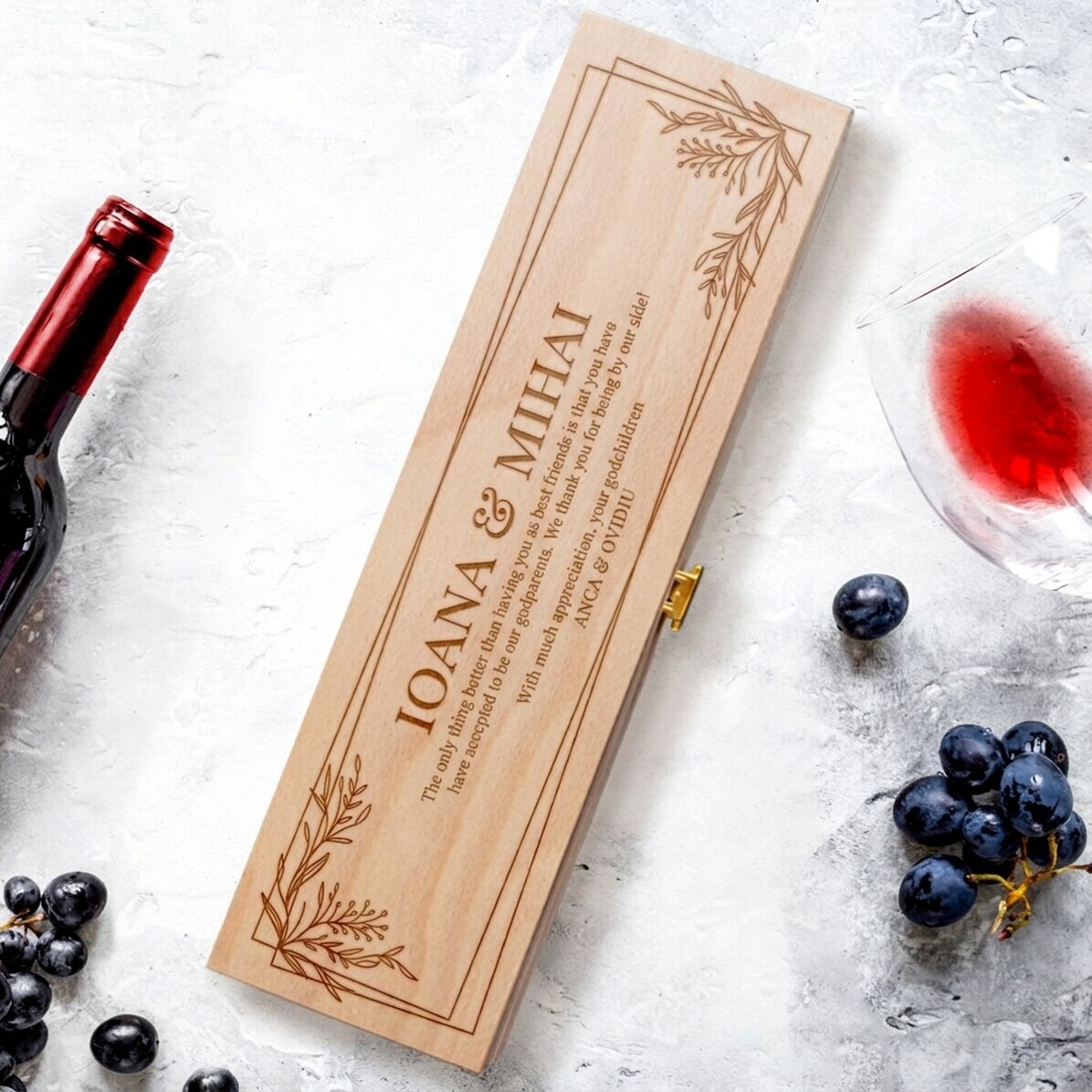 Personalised wine box - Thank you message for godparents