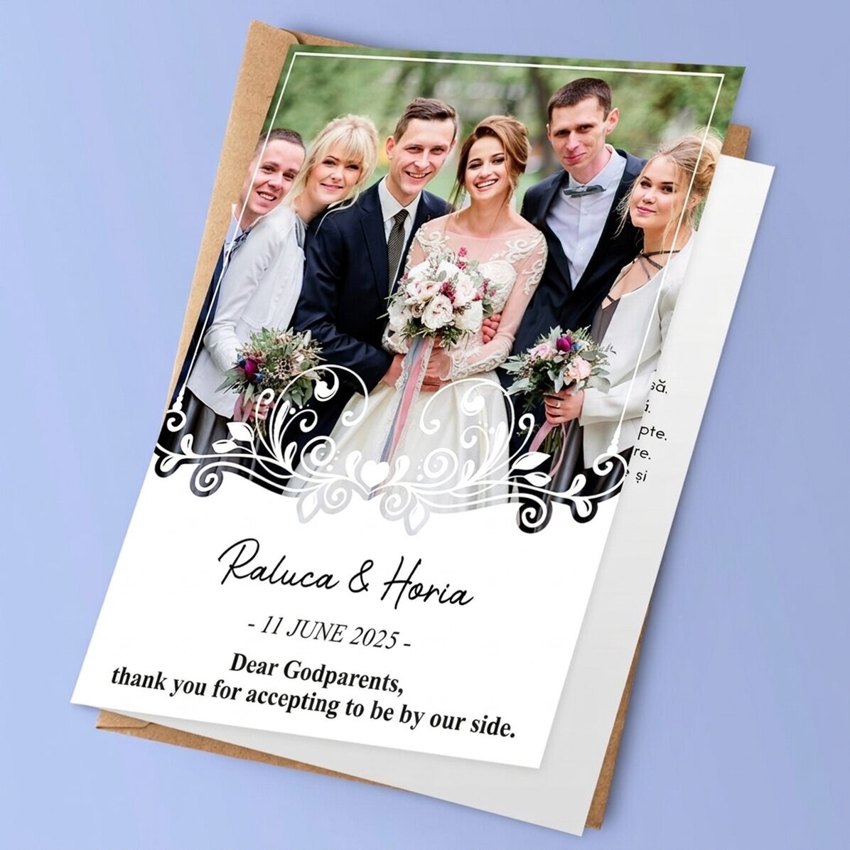 Personalised card with a photo and text - Wedding