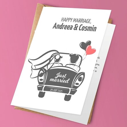 Personalised greeting card with text - Just married
