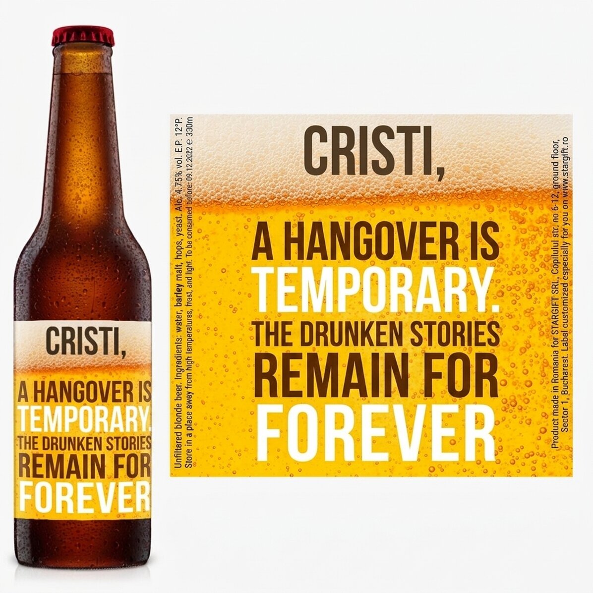 Personalised beer with text - Stories