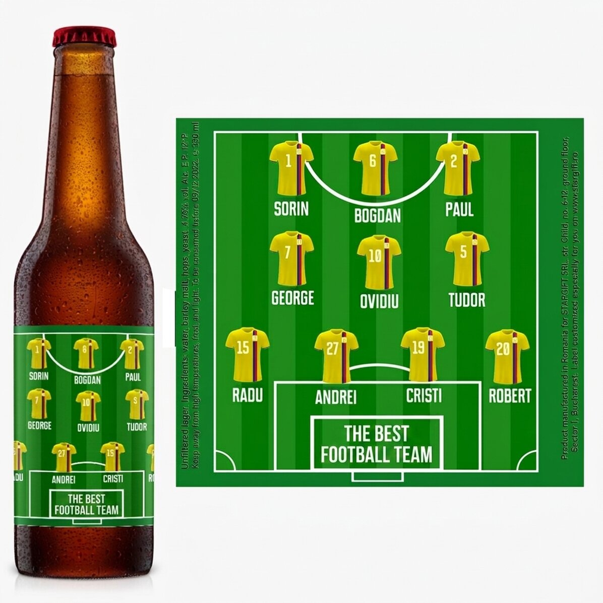 Personalised beer with text - Football team