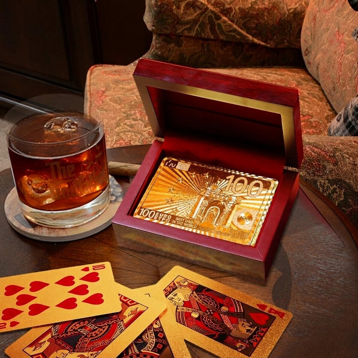 Set of gold-plated playing cards