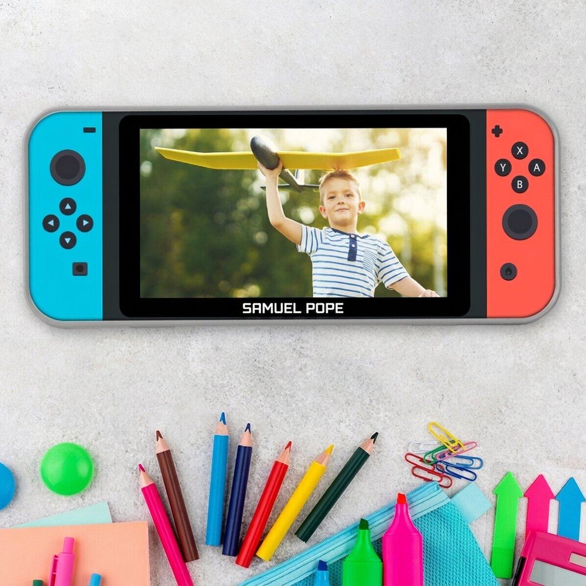 Personalised pencil case with photo and name - Video game console