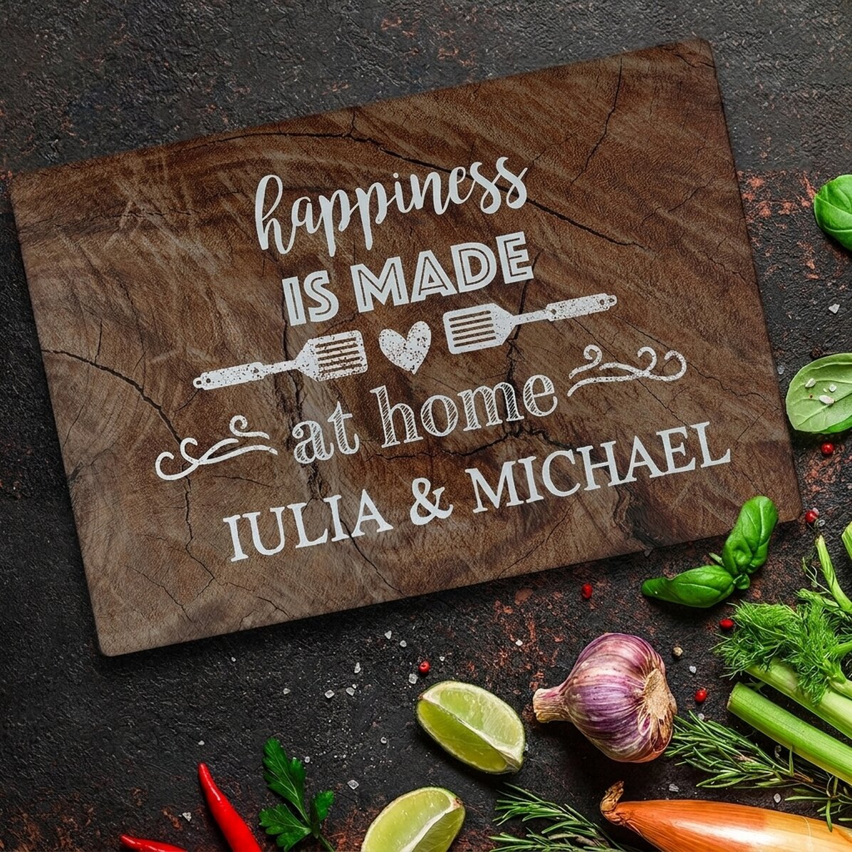 Personalised glass cutter with text - Happiness