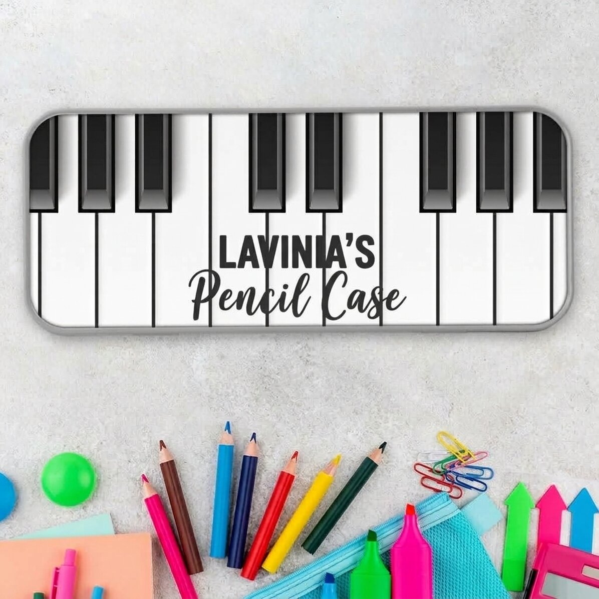 Personalised pencil case with text - Piano