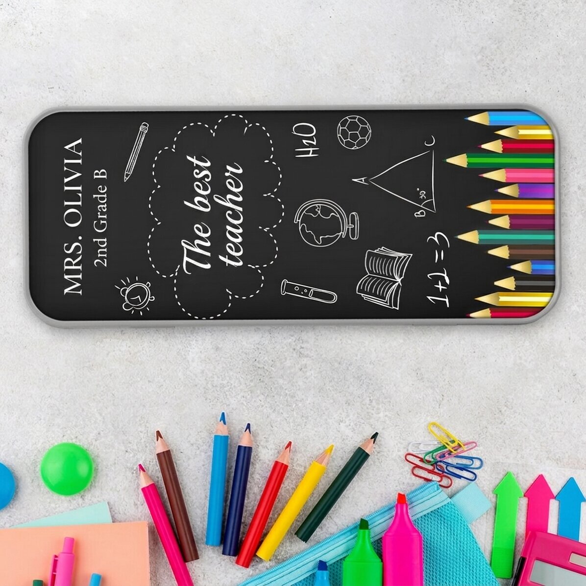 Personalised pencil case with text - Best teacher