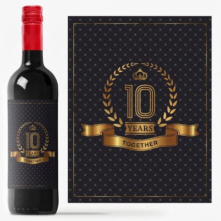 Personalised wine with text for anniversary - 10 years