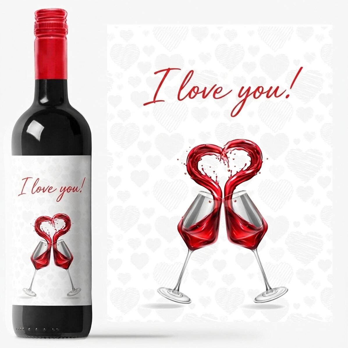Personalised wine with text - I love you!
