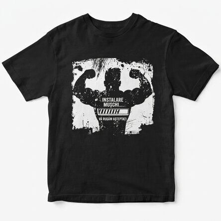 Custom T-shirt with text - Installing muscles
