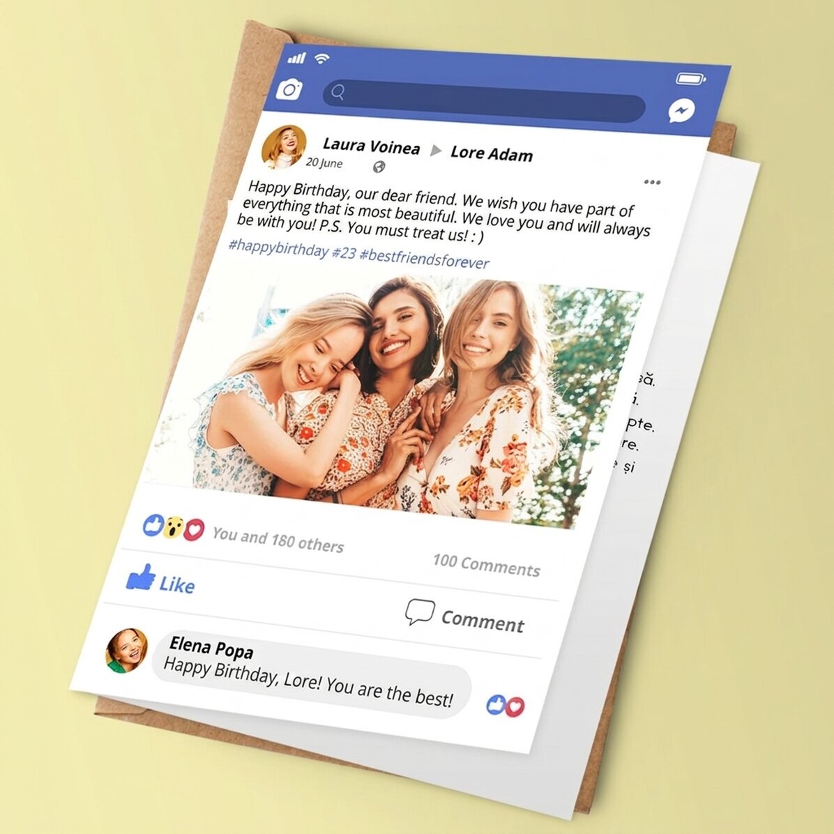 Personalised greeting card - Facebook post
