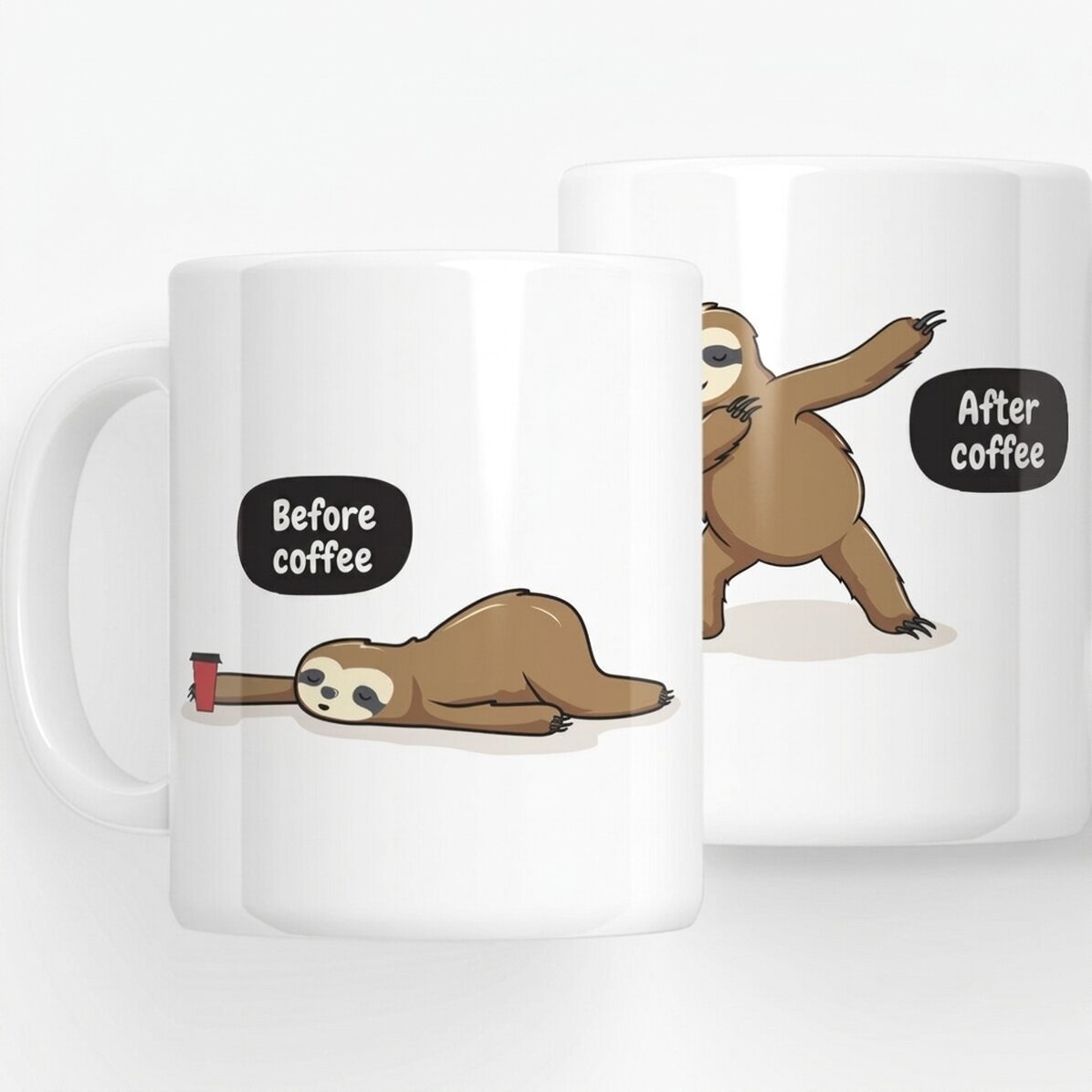 Personalised mug - Before and after coffee