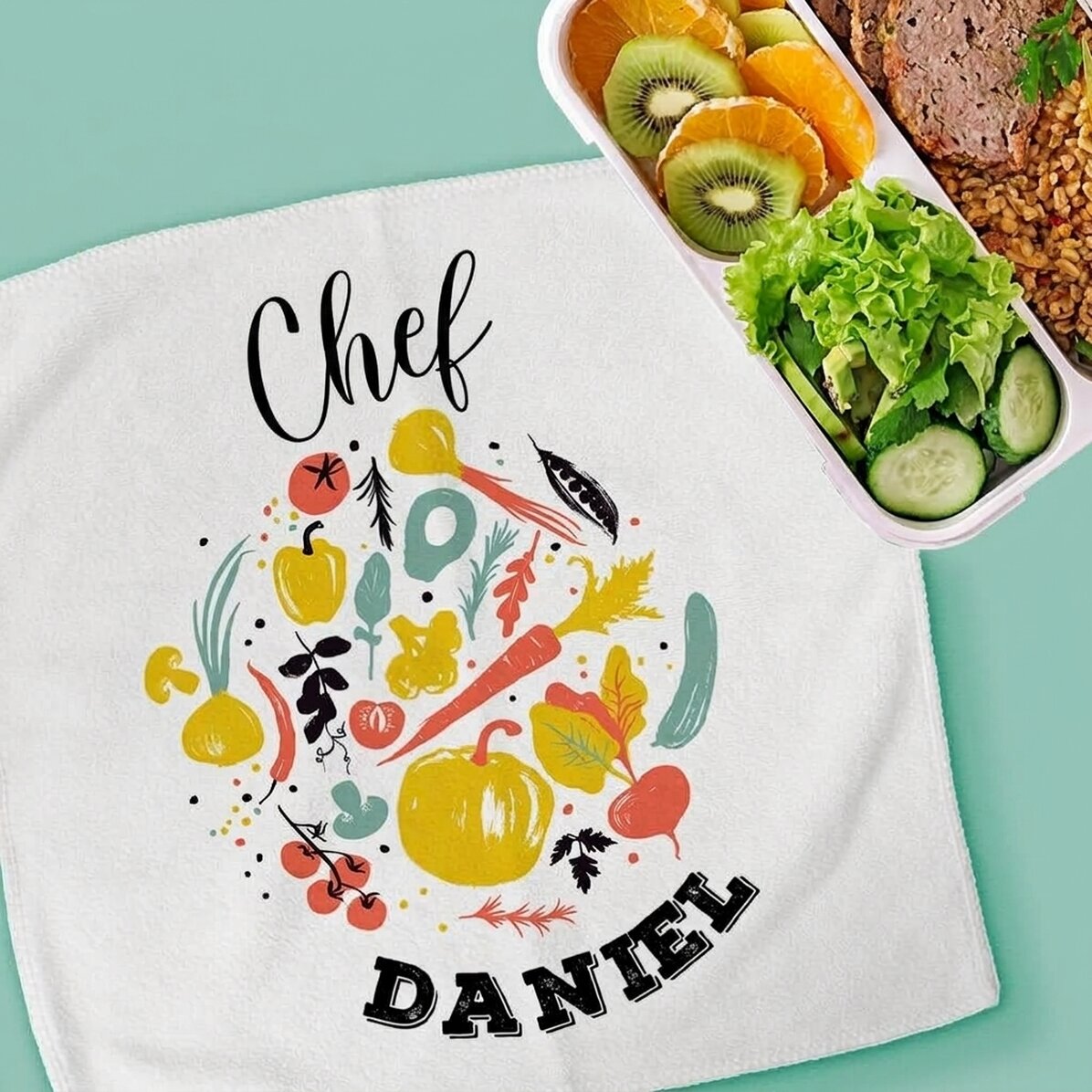 Personalised towel with text - Chef