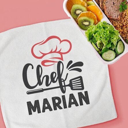 Personalised towel with text - Chef in the kitchen