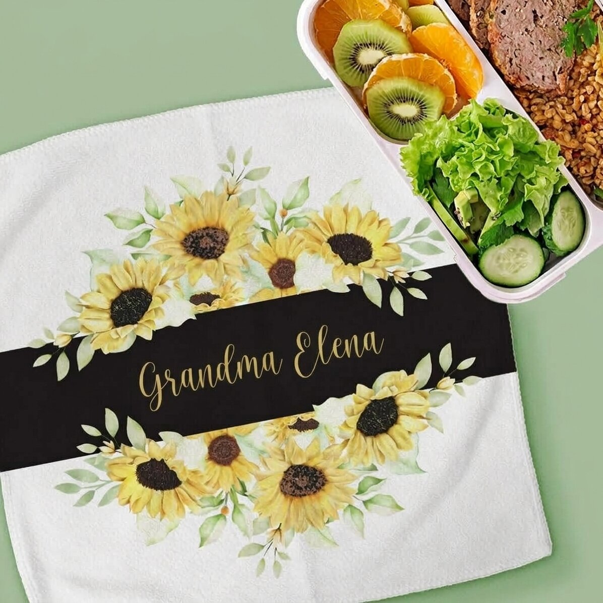 Personalised towel with text for grandmother