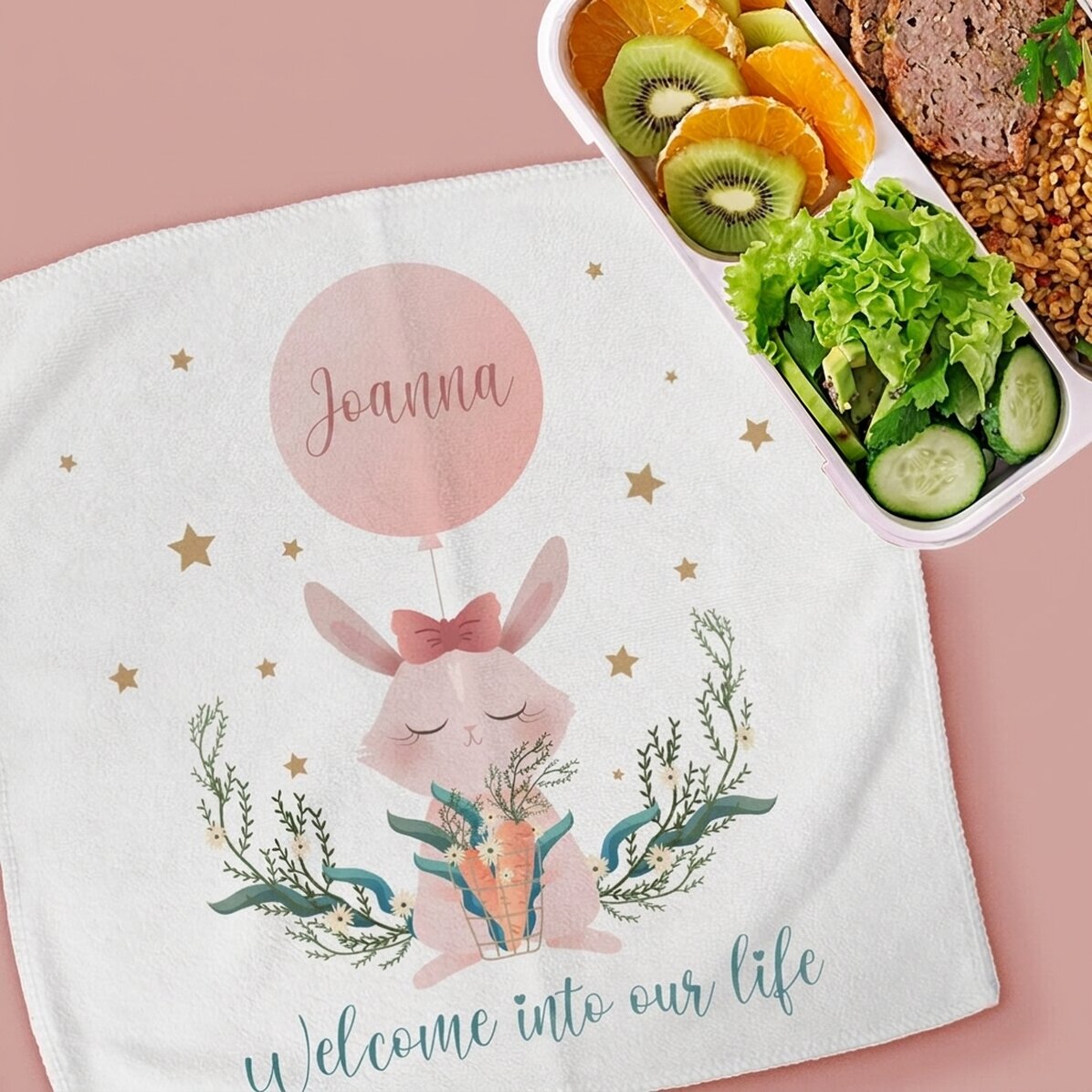 Personalised towel with name - Welcome, baby girl