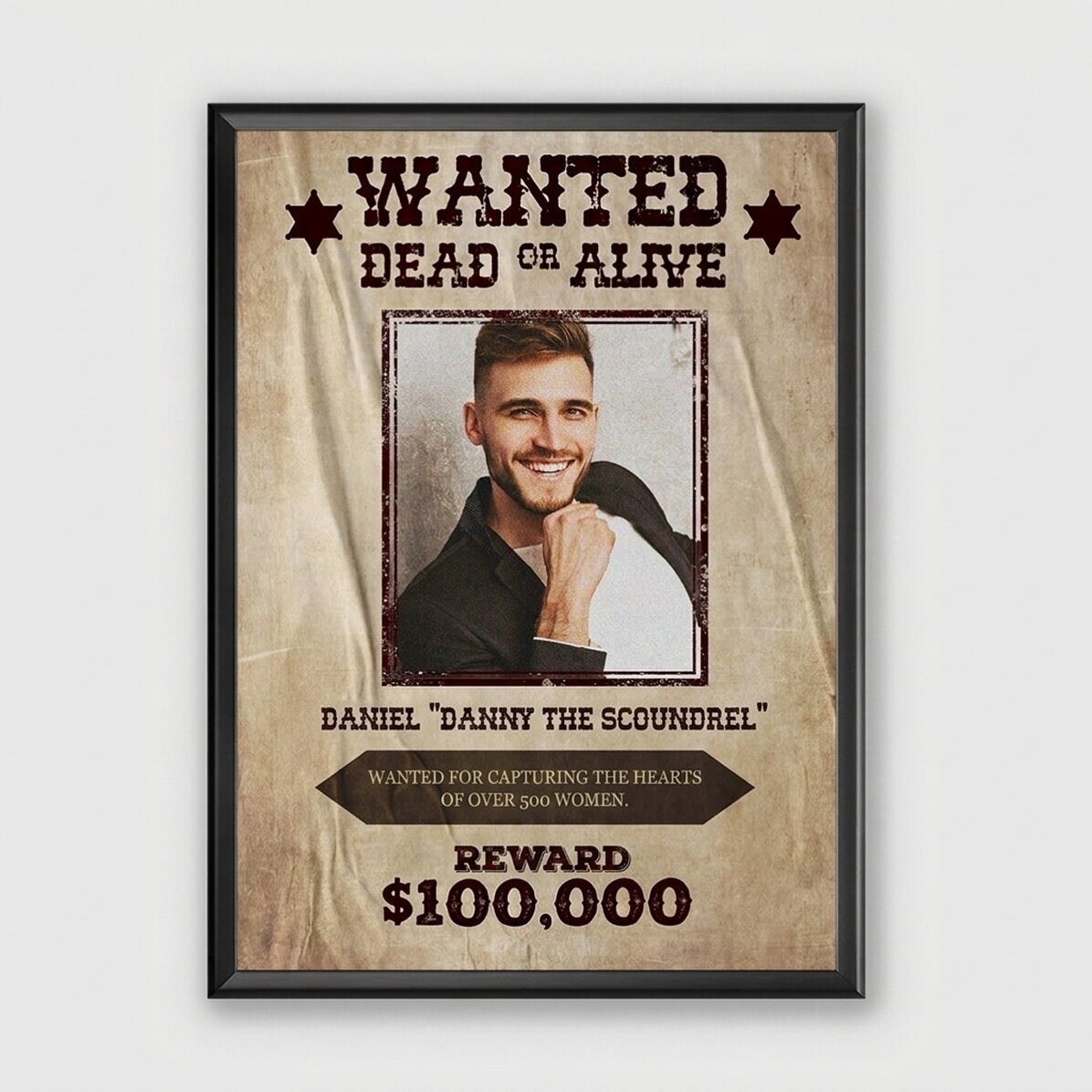 Personalised picture with text and photo - Wanted