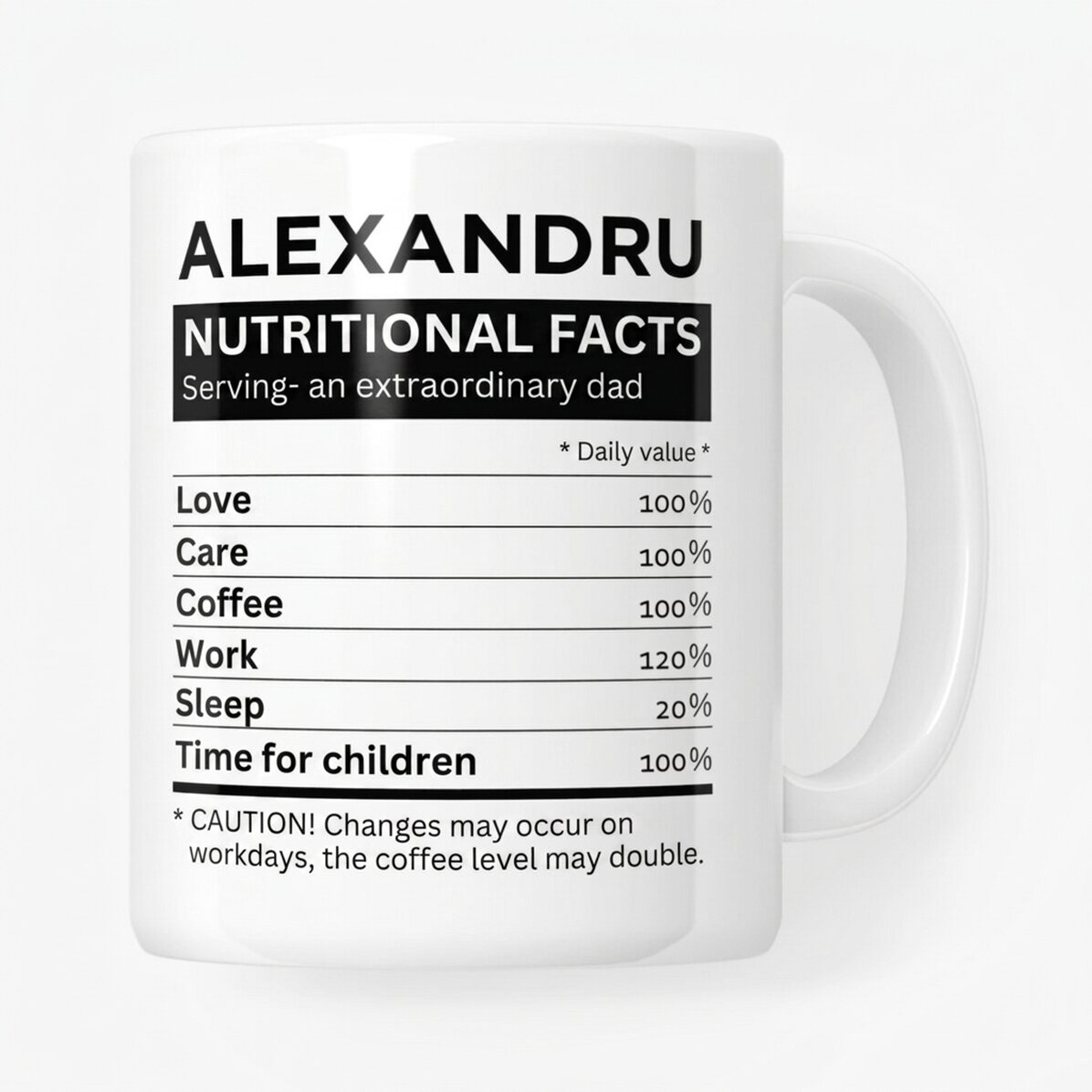 Personalised mug with text - Nutritional values