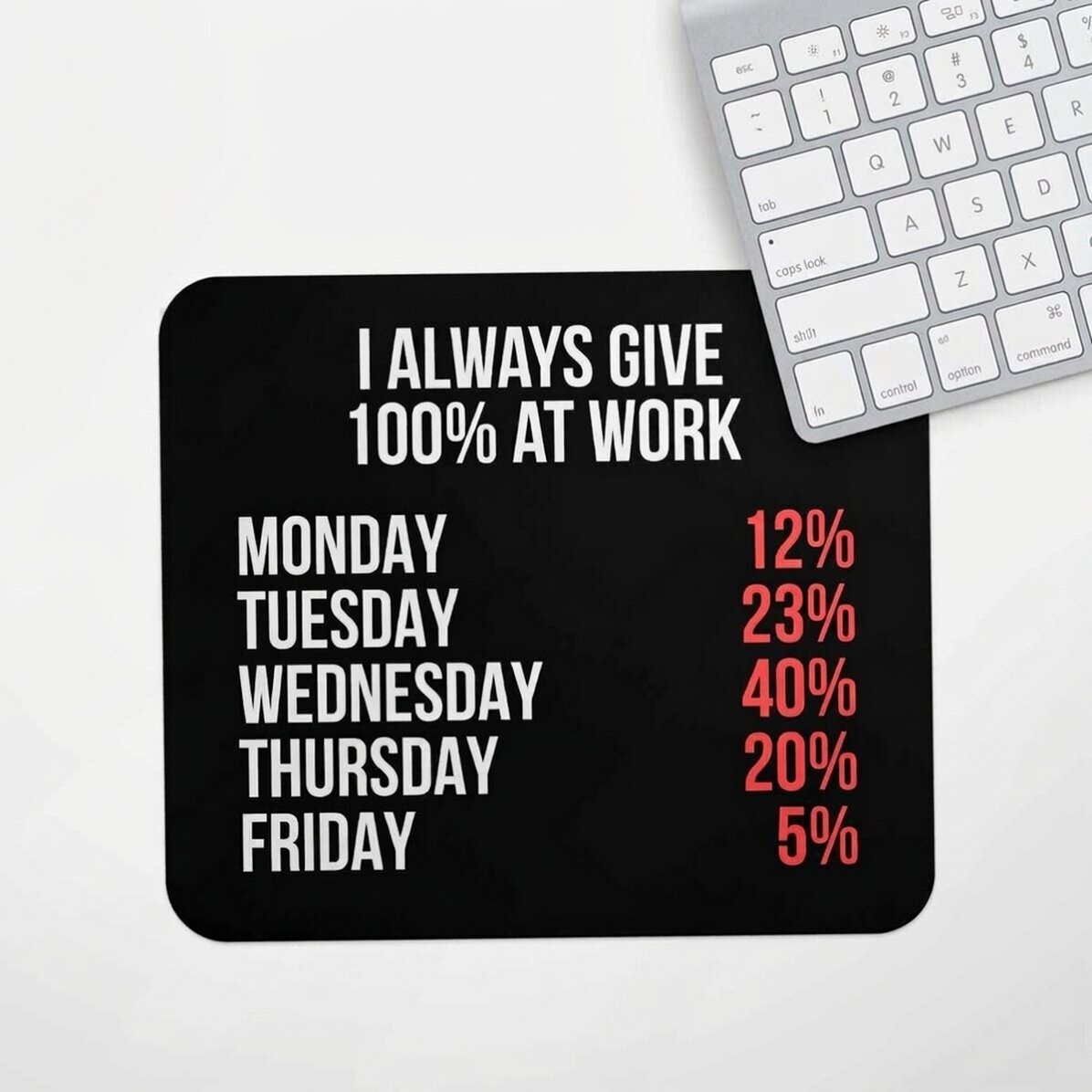 Personalised mouse pad with text - 100% at work