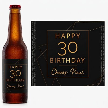 Personalised beer with text - Happy birthday Gold