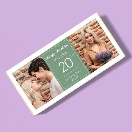 Personalised chocolate with two photos and text - Birthday