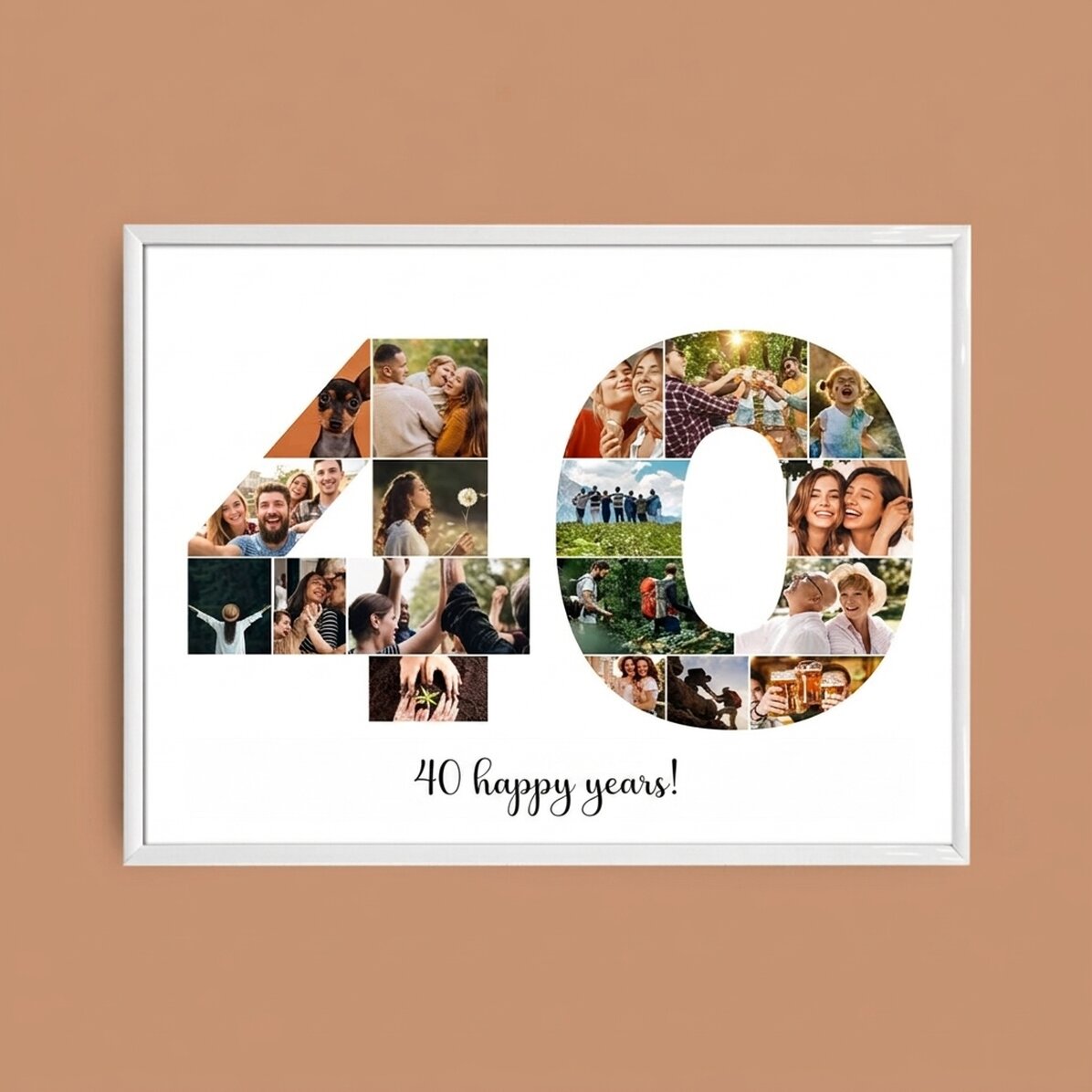 Personalised landscape canvas with 18 photos, model number 40, and text message