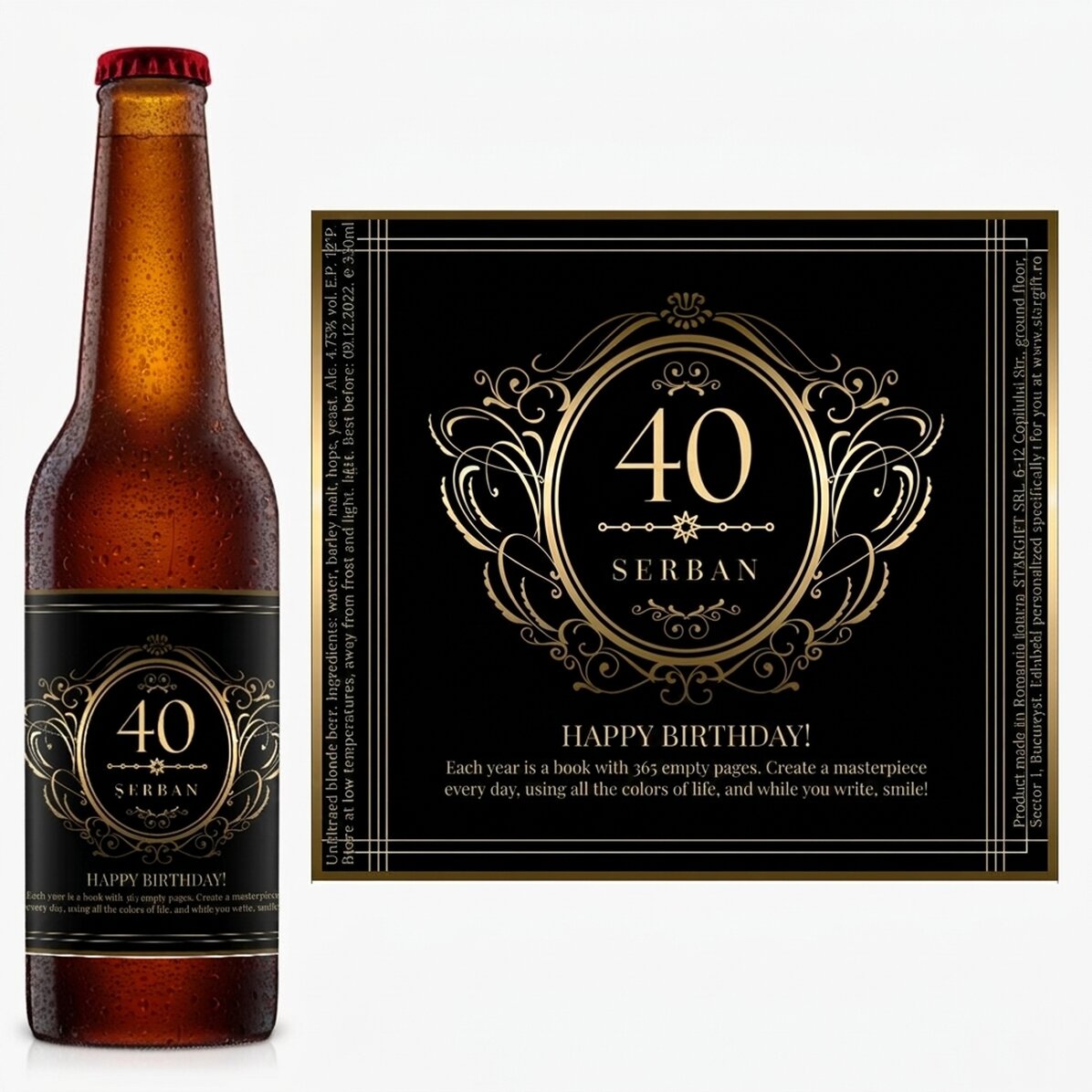 Personalised beer with text - Happy 40