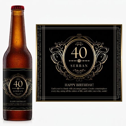 Personalised beer with text - Happy 40